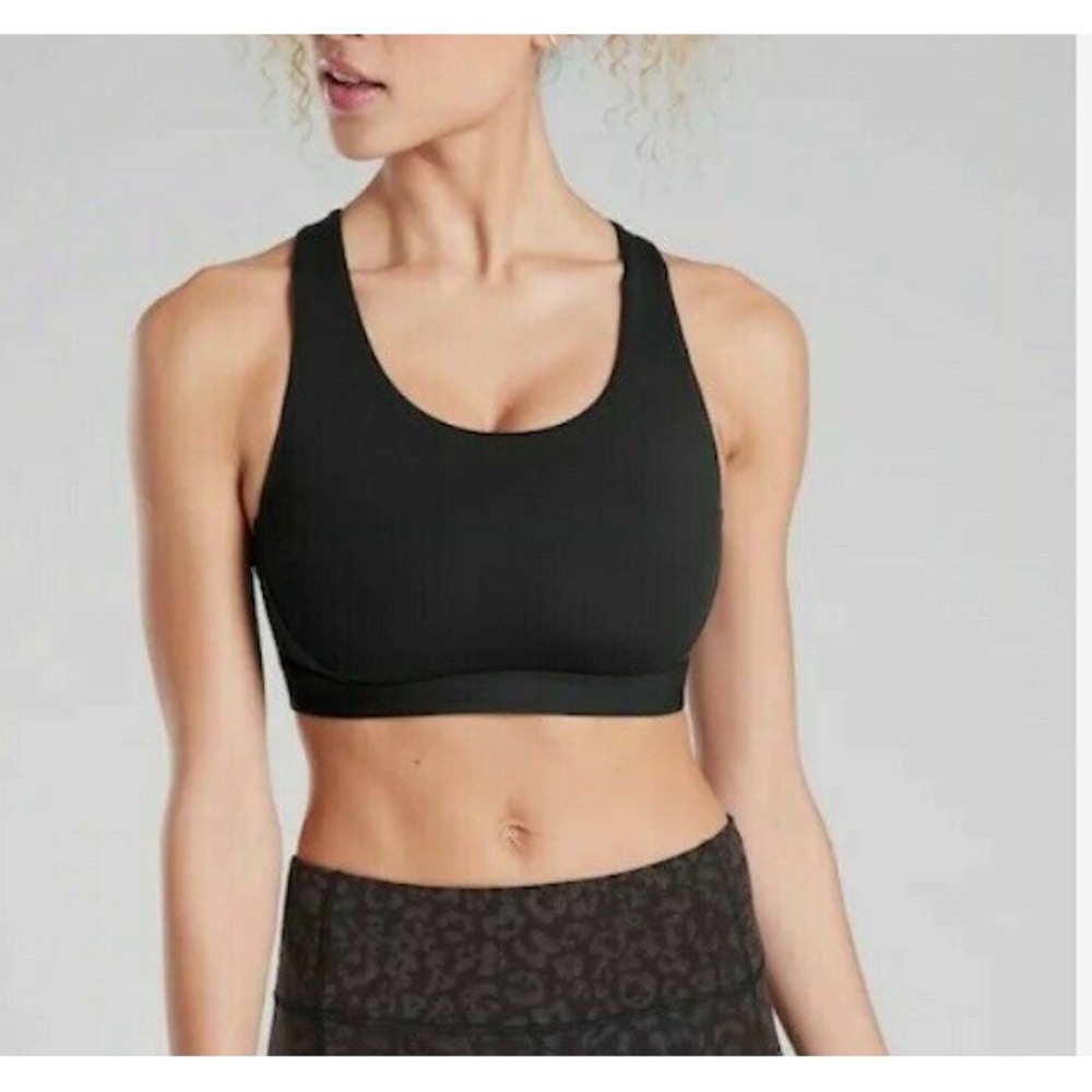Athleta Ultimate Sports Bra Womens Sz Medium A- C Black w/ Pads